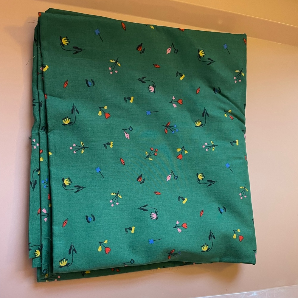Emily Isabella Green Floral Fabric Organic Cotton 2 yds x 55” Wide